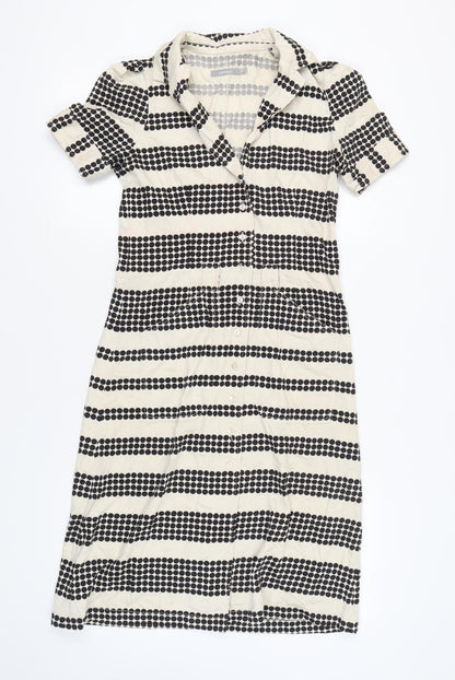 InWear Women’s Black White Shirt Dress Size 10 Cotton Modal