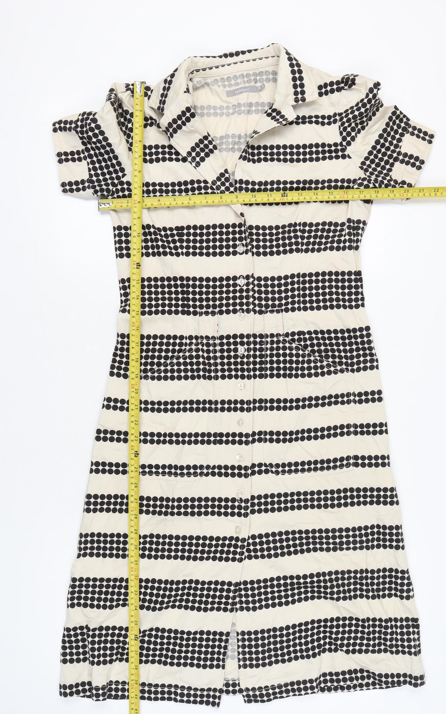 InWear Women’s Black White Shirt Dress Size 10 Cotton Modal