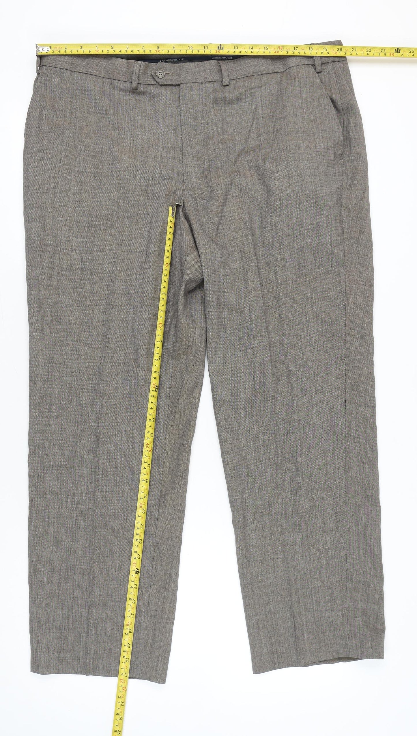 Mens Grey Wool Blend Dress Pants Trousers Size 42 Regular
