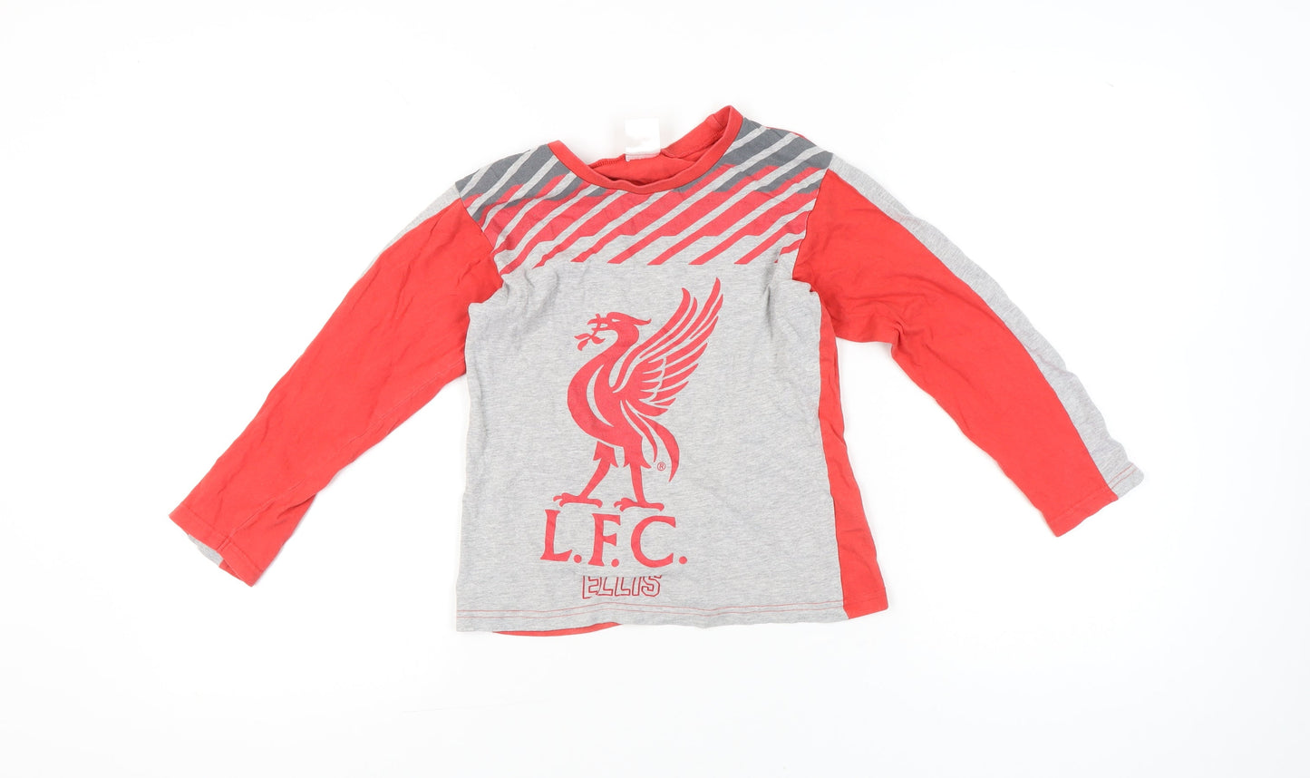 Liverpool FC Boys Grey Red Long Sleeve T-Shirt 8-9 Years Football Top