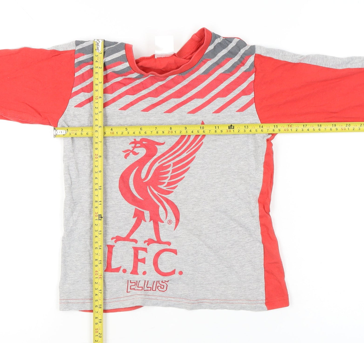 Liverpool FC Boys Grey Red Long Sleeve T-Shirt 8-9 Years Football Top
