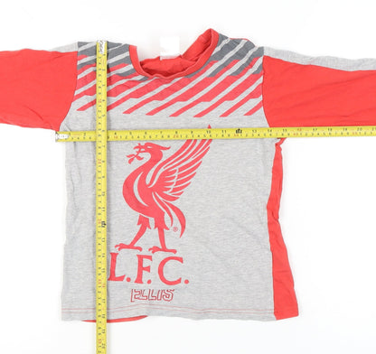 Liverpool FC Boys Grey Red Long Sleeve T-Shirt 8-9 Years Football Top