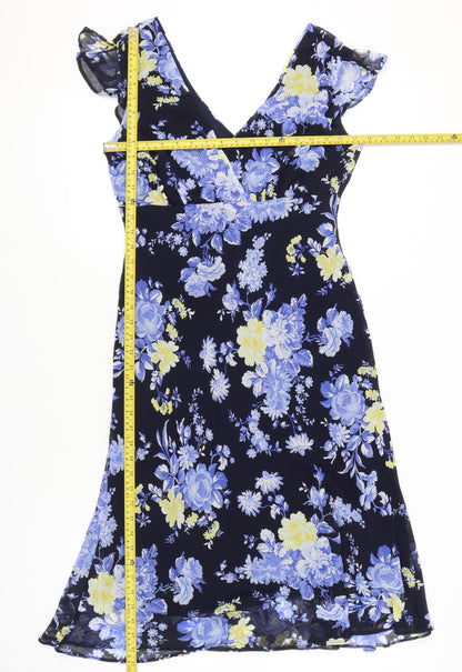 Debenhams Womens Multicoloured Floral A-Line V-Neck Dress Size 14