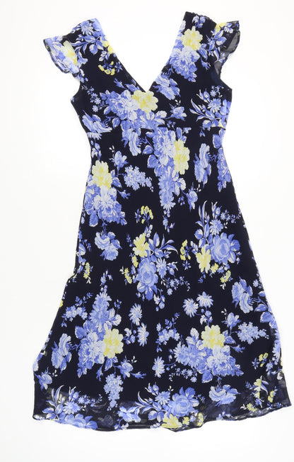 Debenhams Womens Multicoloured Floral A-Line V-Neck Dress Size 14