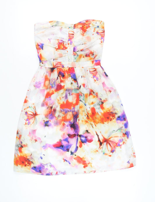 Coast Women’s Multicoloured Floral Strapless A-Line Dress UK 6