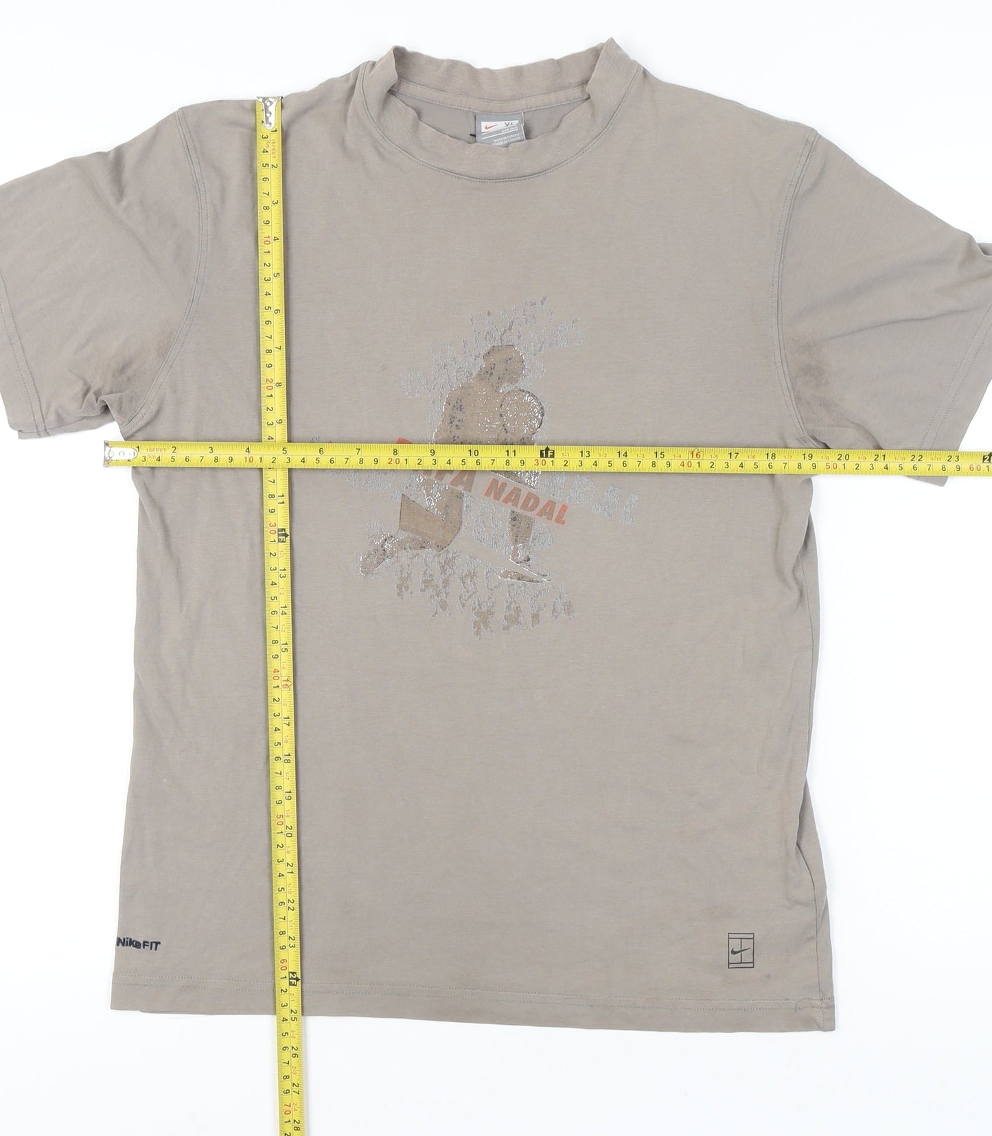 Nike Boys Beige Rafa Nadal Graphic T-Shirt XL Tennis Sportswear
