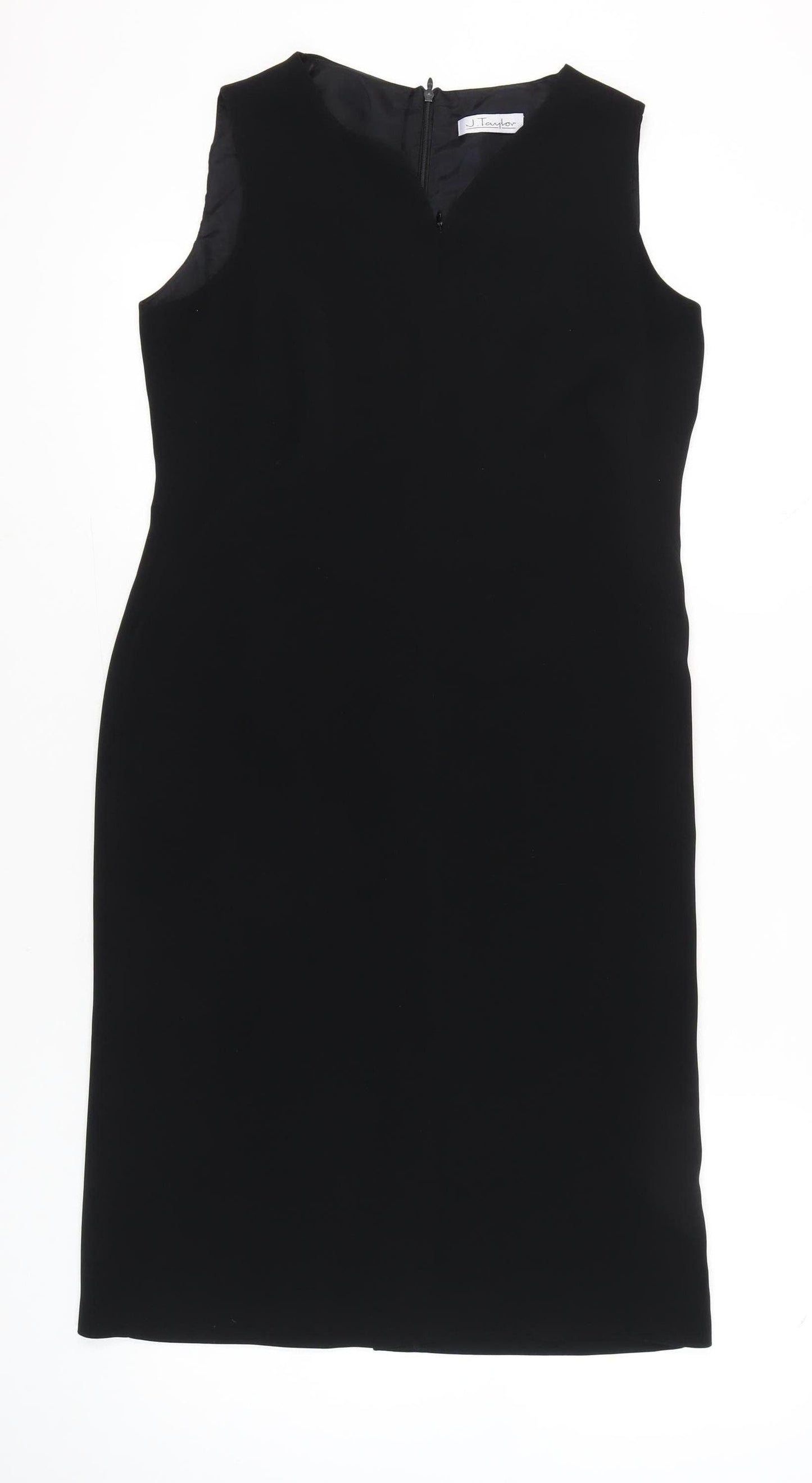 J Taylor Womens Black Size 14 Sheath Knee Length Sleeveless Dress