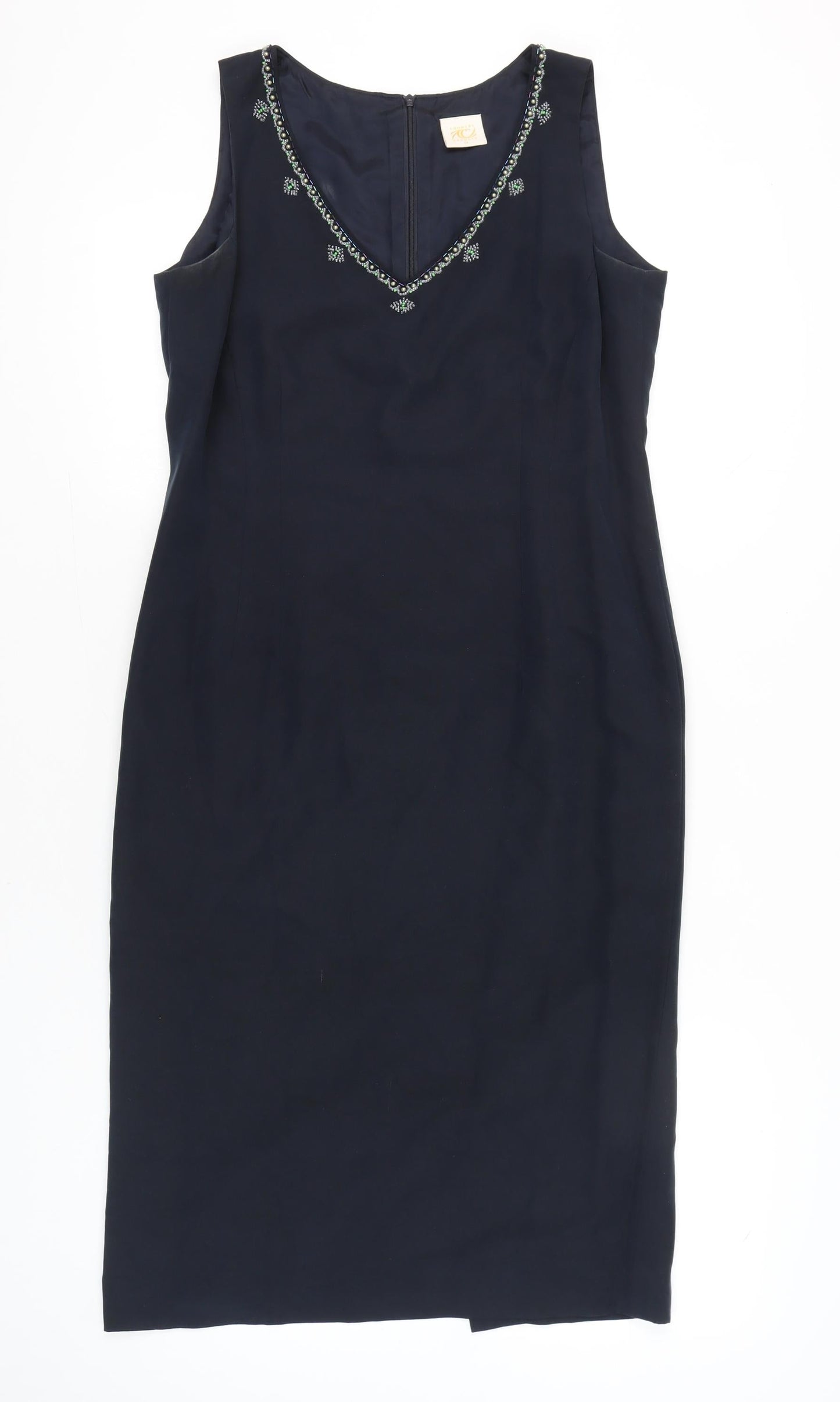 Country Casuals Women’s Black Silk Sheath Dress Size 12 V-Neck