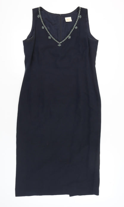 Country Casuals Women’s Black Silk Sheath Dress Size 12 V-Neck