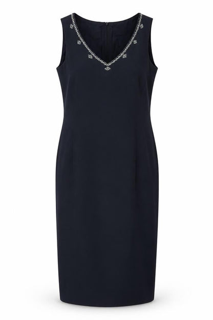 Country Casuals Women’s Black Silk Sheath Dress Size 12 V-Neck