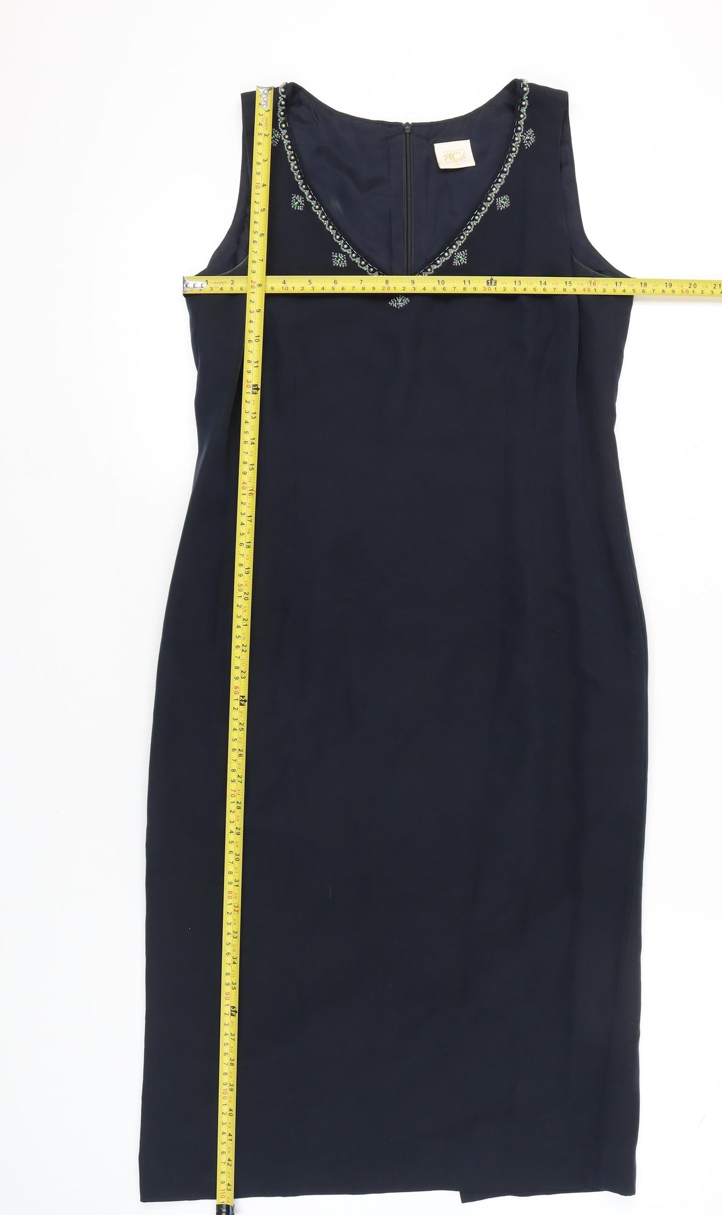 Country Casuals Women’s Black Silk Sheath Dress Size 12 V-Neck