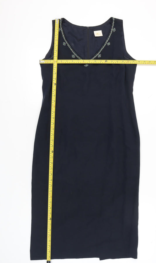 Country Casuals Women’s Black Silk Sheath Dress Size 12 V-Neck