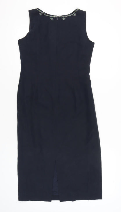 Country Casuals Women’s Black Silk Sheath Dress Size 12 V-Neck
