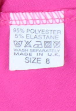 Aftershock London Women’s Pink Size 8 A-Line Mini Dress Retro Bell Sleeve