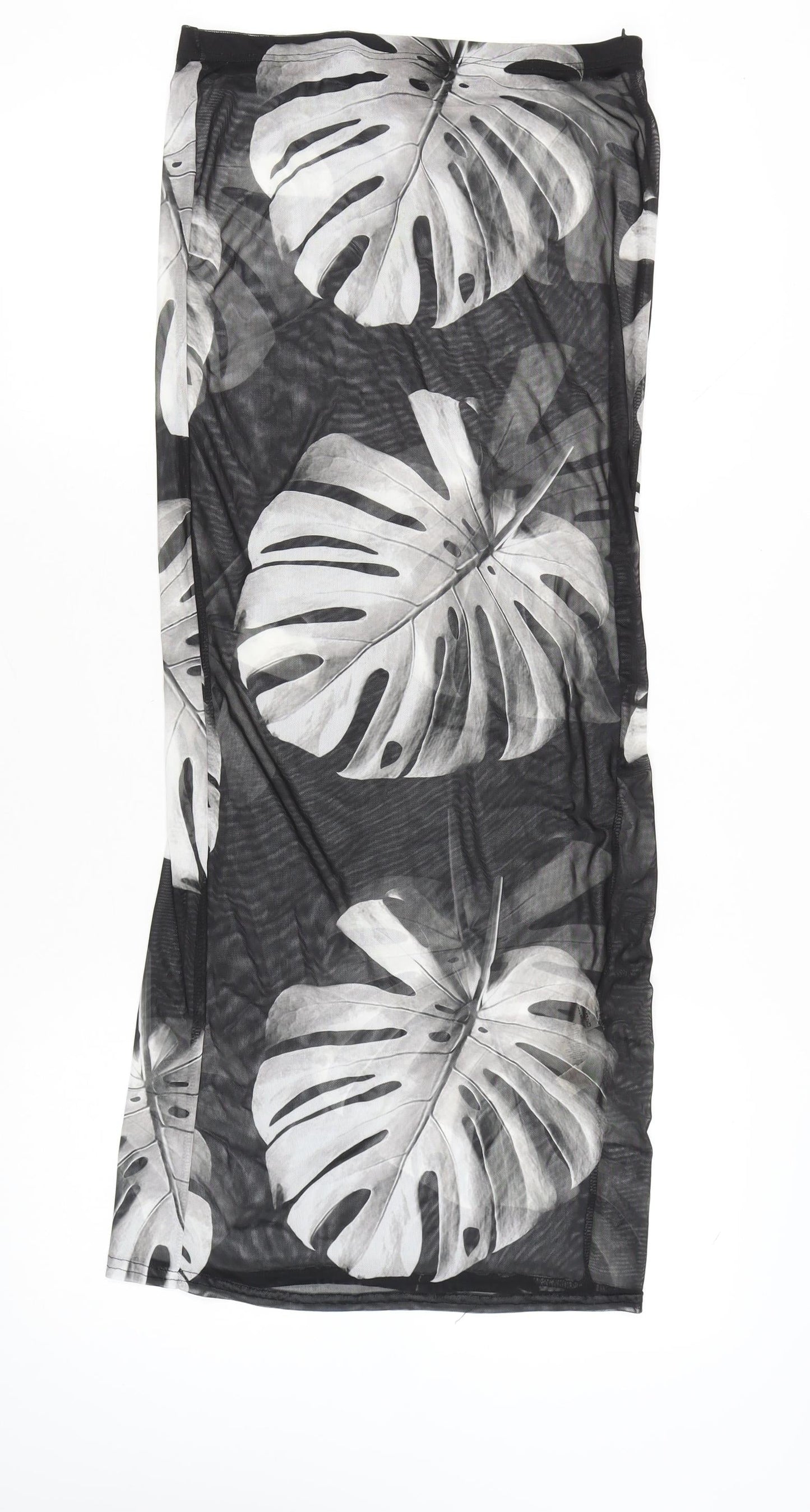 PrettyLittleThing Women's Black Tropical Midi Skirt Size 14