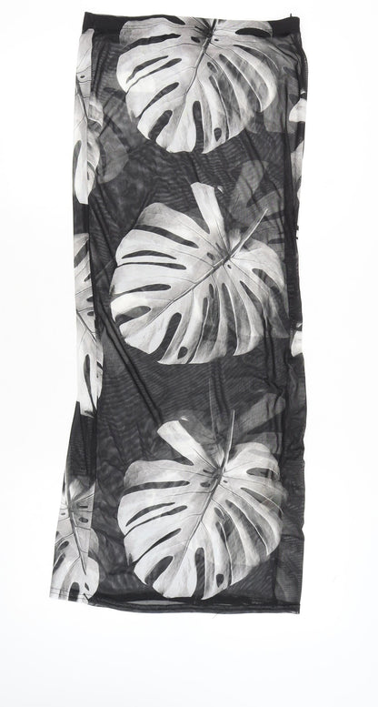 PrettyLittleThing Women's Black Tropical Midi Skirt Size 14