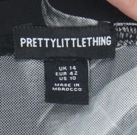 PrettyLittleThing Women's Black Tropical Midi Skirt Size 14