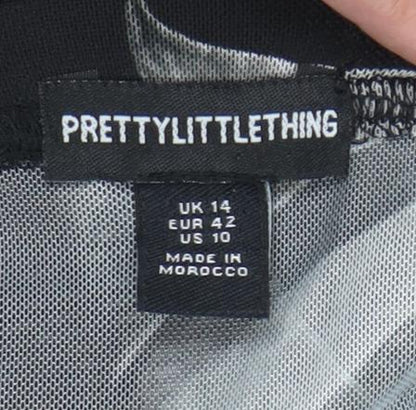 PrettyLittleThing Women's Black Tropical Midi Skirt Size 14