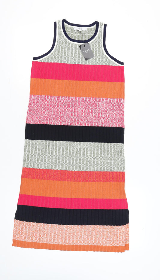 Next Women’s Multicoloured Striped Knit Tank Dress Size 12 Midi