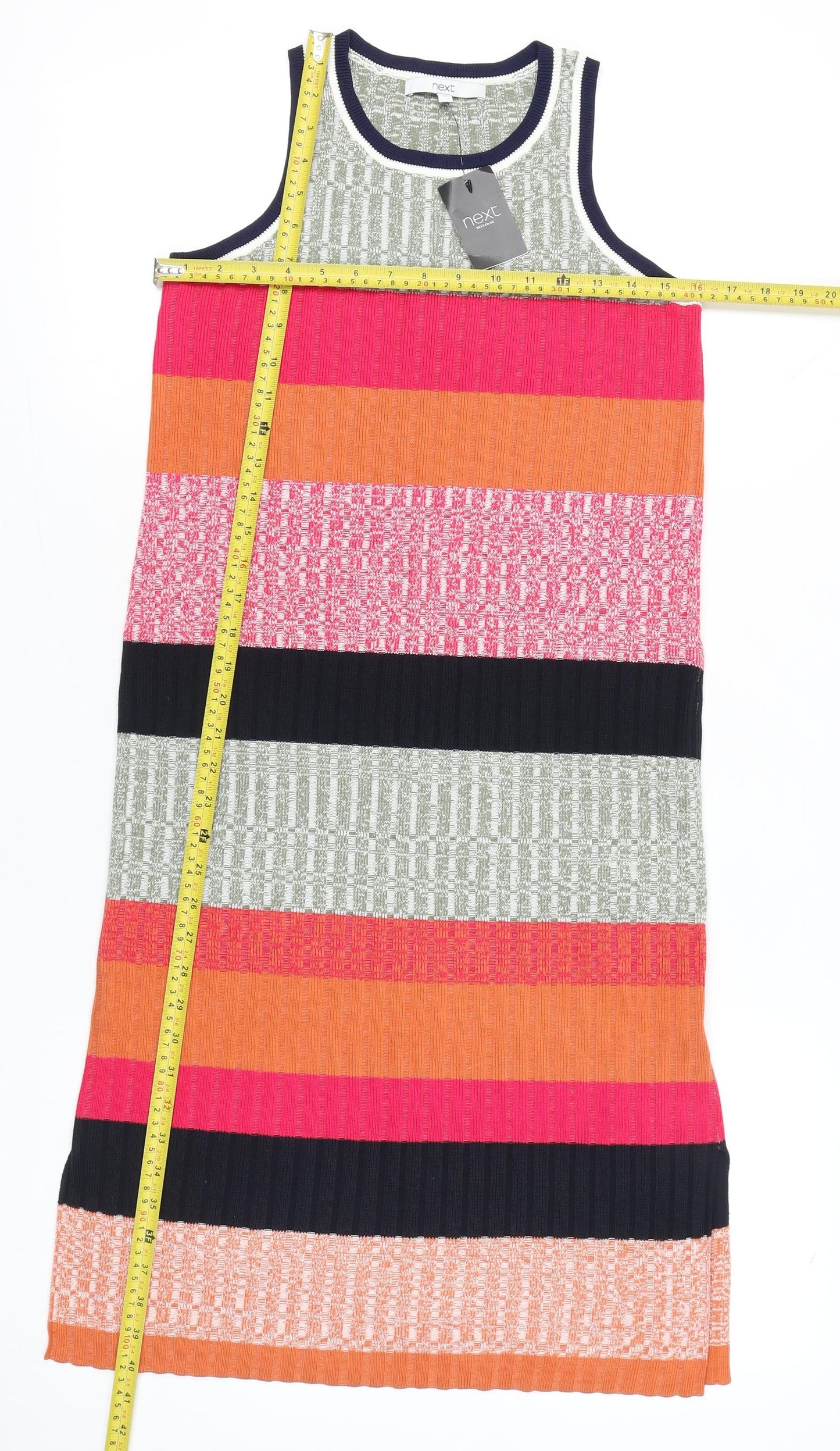 Next Women’s Multicoloured Striped Knit Tank Dress Size 12 Midi