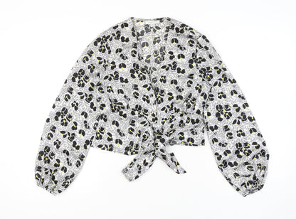 Womens UK Size 10 Topshop Black Wrap Blouse