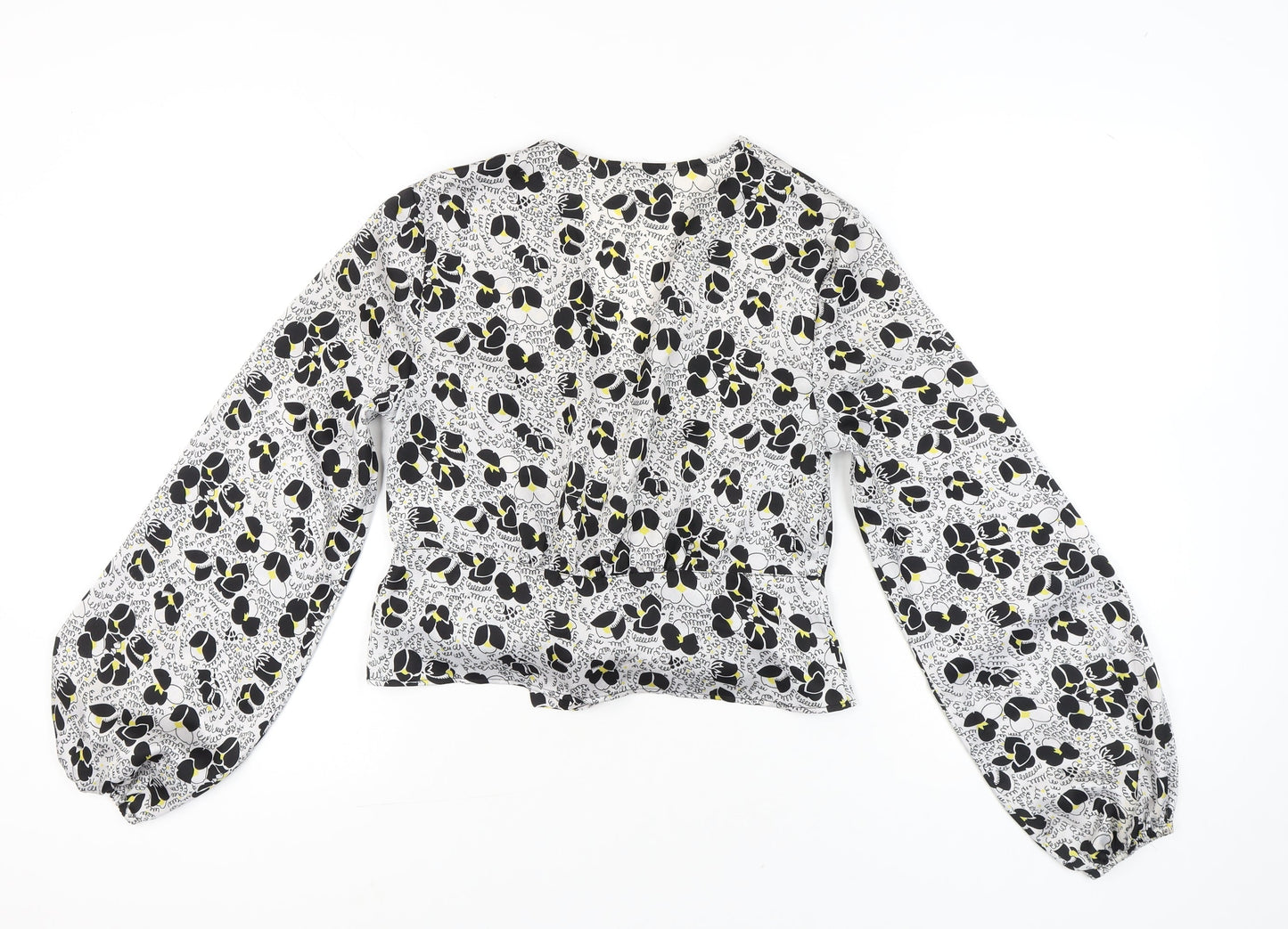 Womens UK Size 10 Topshop Black Wrap Blouse
