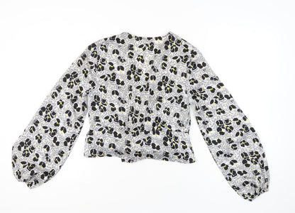 Womens UK Size 10 Topshop Black Wrap Blouse