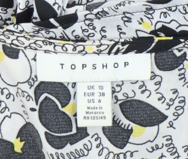 Womens UK Size 10 Topshop Black Wrap Blouse