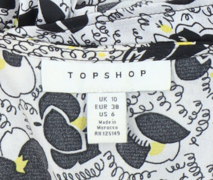 Womens UK Size 10 Topshop Black Wrap Blouse
