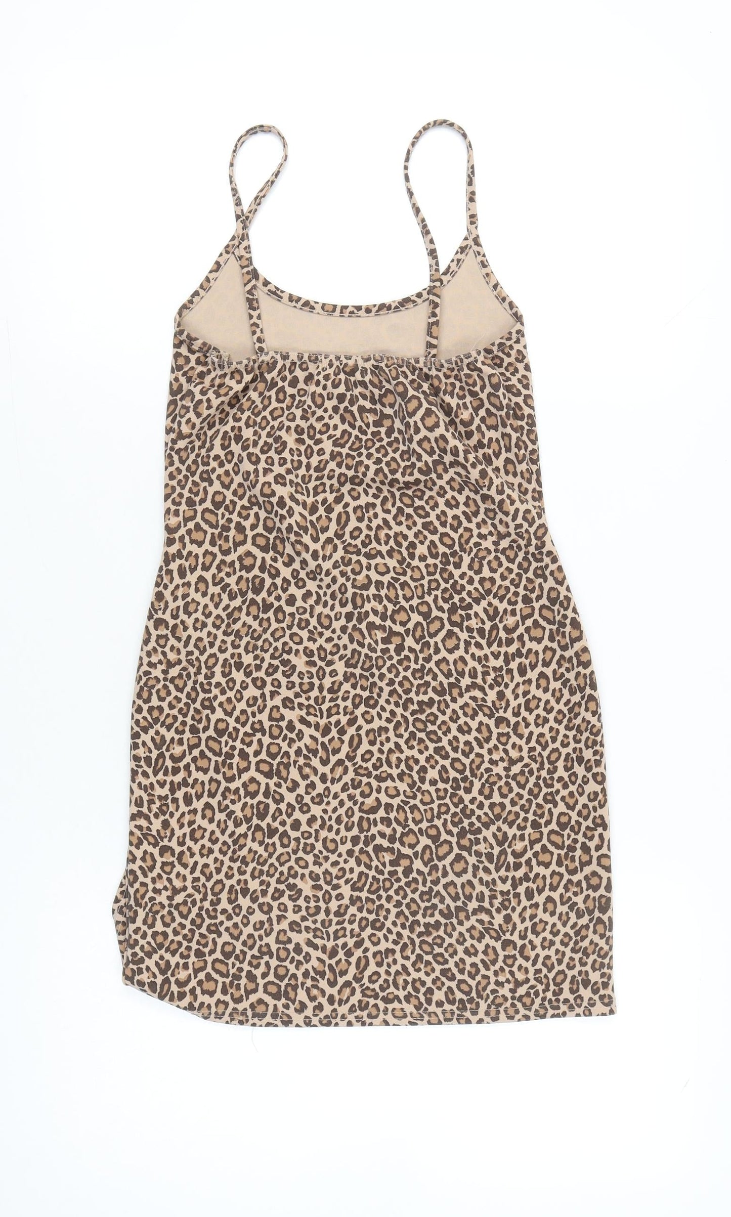 PrettyLittleThing Womens Brown Leopard Print Bodycon Dress Size 10