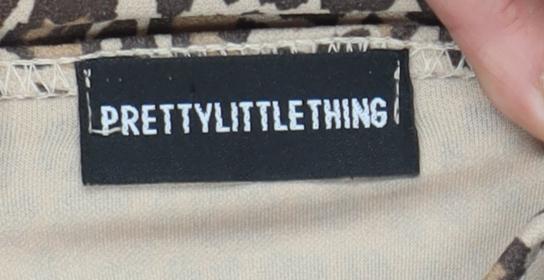 PrettyLittleThing Womens Brown Leopard Print Bodycon Dress Size 10