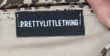 PrettyLittleThing Womens Brown Leopard Print Bodycon Dress Size 10