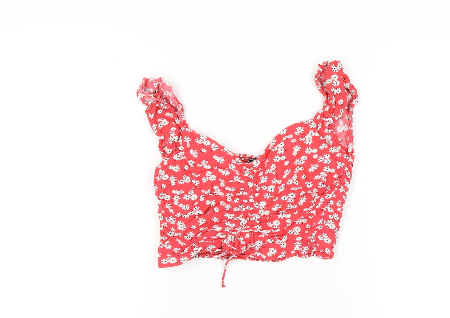 Womens UK Size XL Zara Red Cropped Blouse