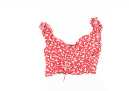 Womens UK Size XL Zara Red Cropped Blouse