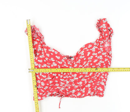 Womens UK Size XL Zara Red Cropped Blouse