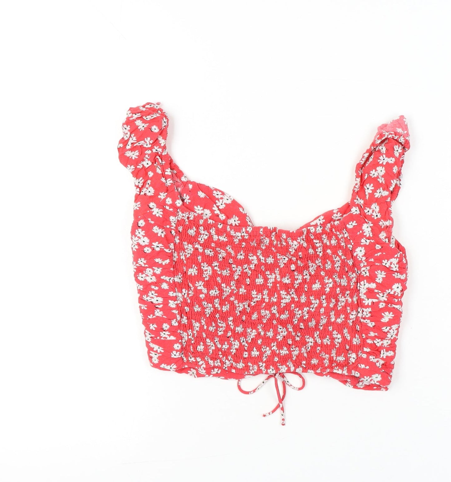 Womens UK Size XL Zara Red Cropped Blouse