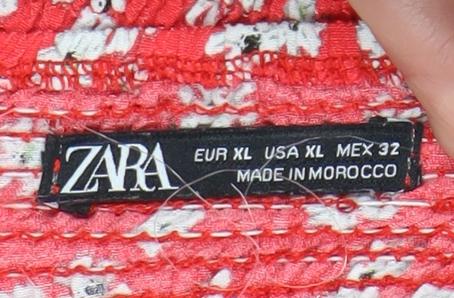 Womens UK Size XL Zara Red Cropped Blouse