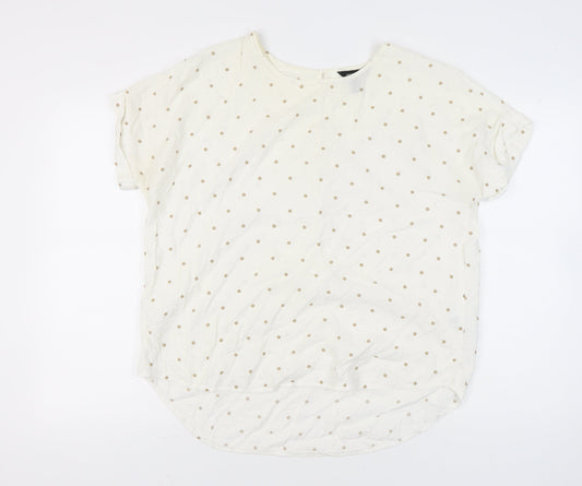 New Look Women’s White Polka Dot T-Shirt UK 18 Short Sleeve