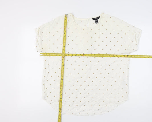New Look Women’s White Polka Dot T-Shirt UK 18 Short Sleeve