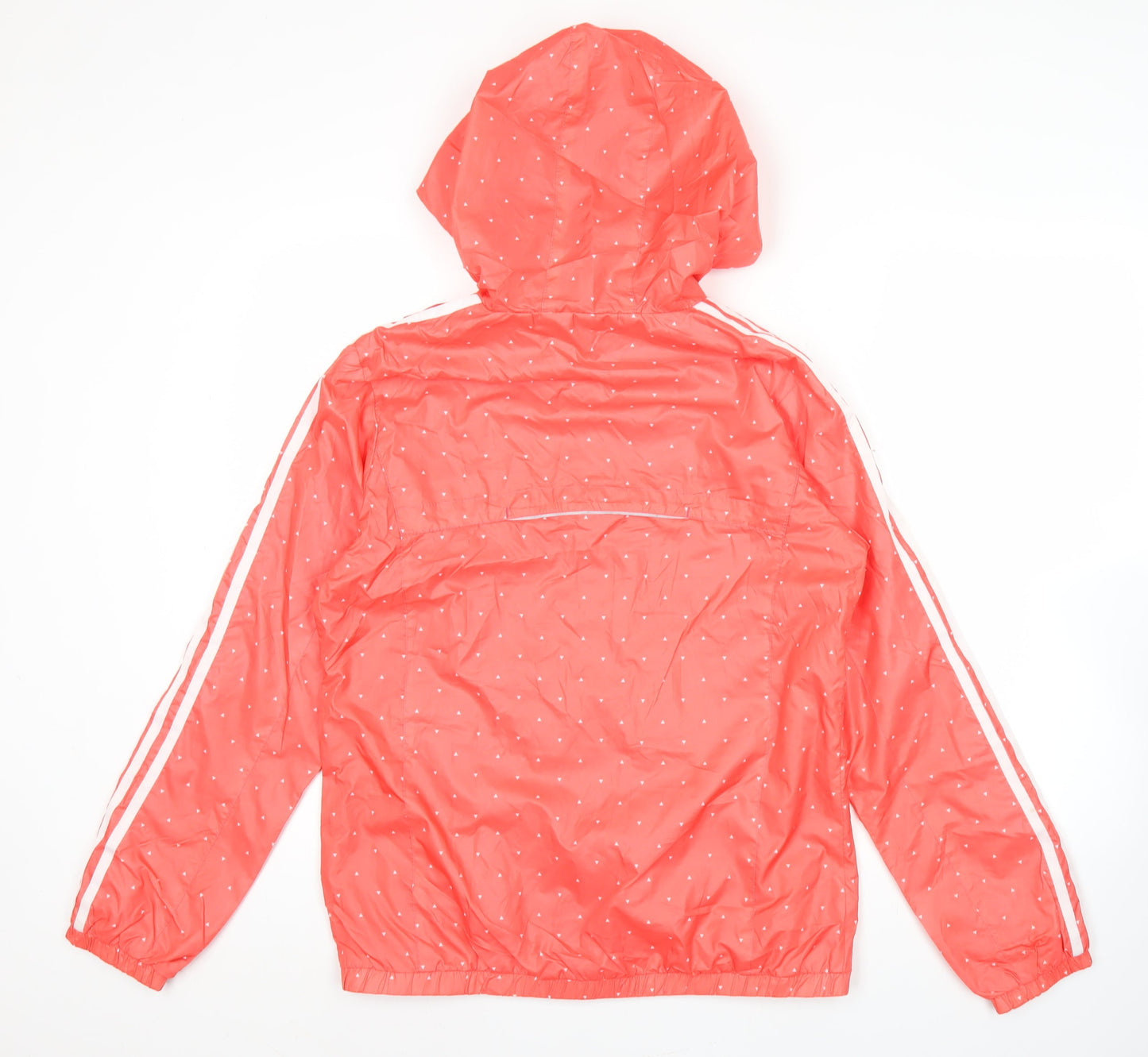 Adidas Womens Pink Polka Dot Windbreaker Jacket Size 12 UK Hooded