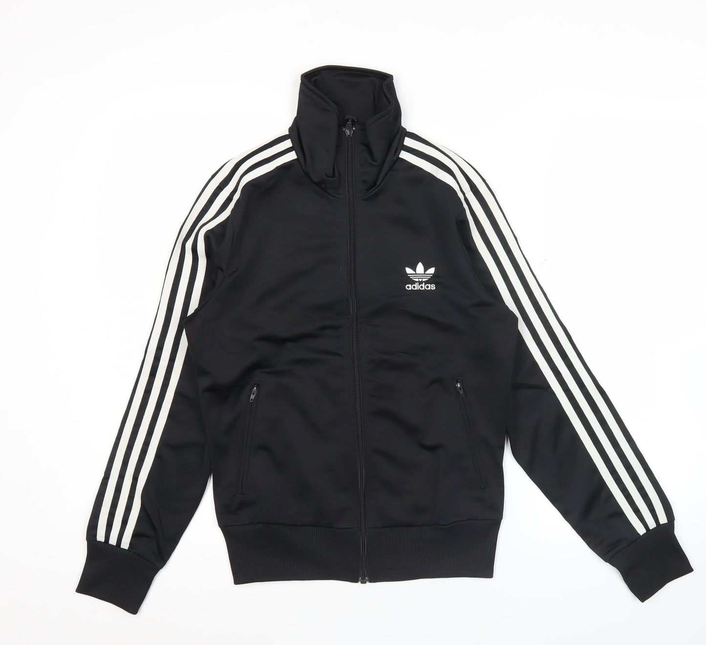 Adidas Women's Black Size 8 Track Jacket Full Zip Logo Sportswear