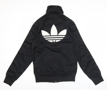 Adidas Women's Black Size 8 Track Jacket Full Zip Logo Sportswear