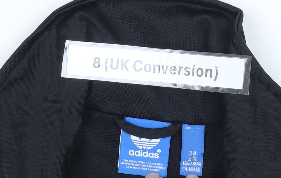 Adidas Women's Black Size 8 Track Jacket Full Zip Logo Sportswear