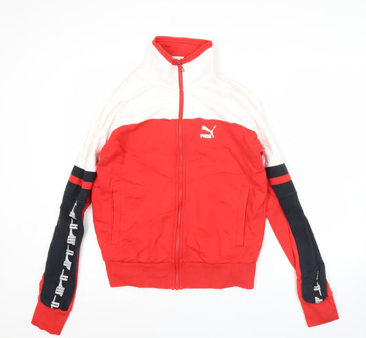 Puma Men’s Red White Black Track Jacket XS Colourblock Full Zip