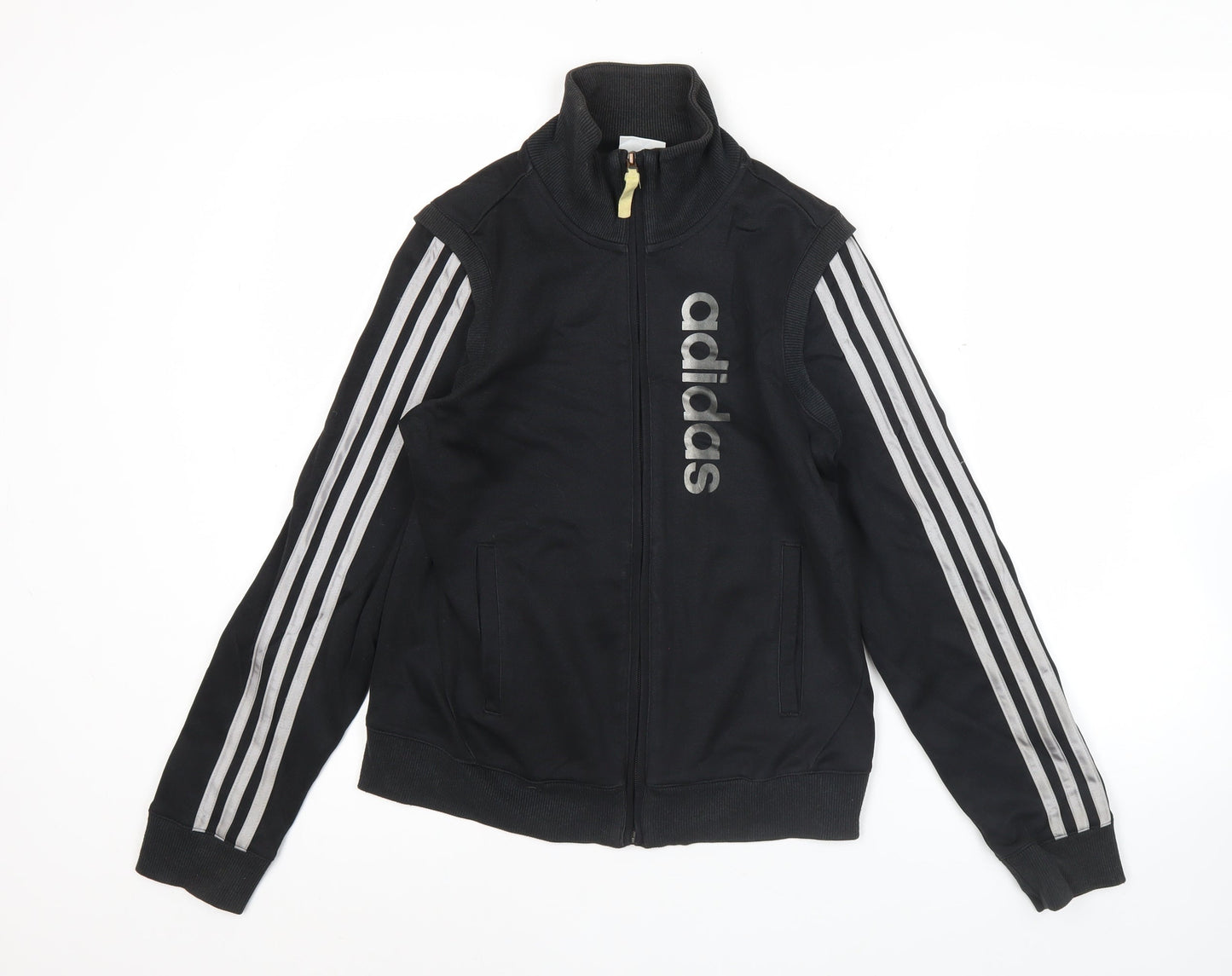 Adidas Womens Black Size 8 Slim Fit Track Jacket Full Zip