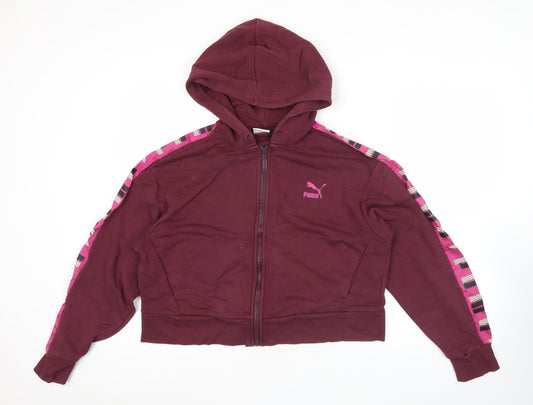 Puma Womens Burgundy Full Zip Hoodie Jacket Size 10 UK Logo Sportswear