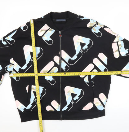 Fila Men’s Black Logo Track Jacket Size M Cotton Blend Full Zip