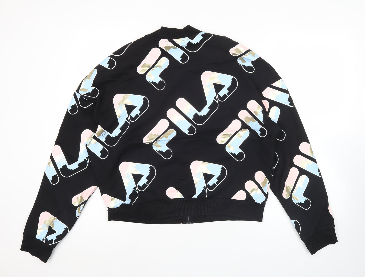 Fila Men’s Black Logo Track Jacket Size M Cotton Blend Full Zip