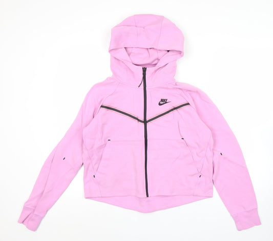Nike Women’s Pink Full Zip Hoodie Sweatshirt Size S Cotton Blend