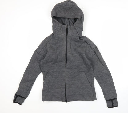 Adidas Womens Grey Hoodie UK 8 Full Zip Long Sleeve Sportswear